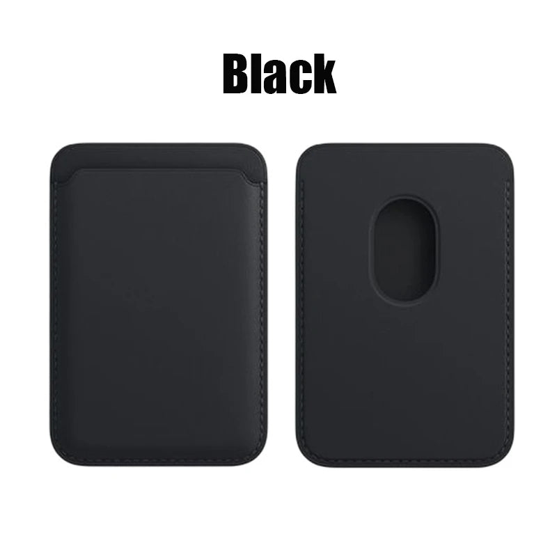 Black magnetic phone wallet front and rear views