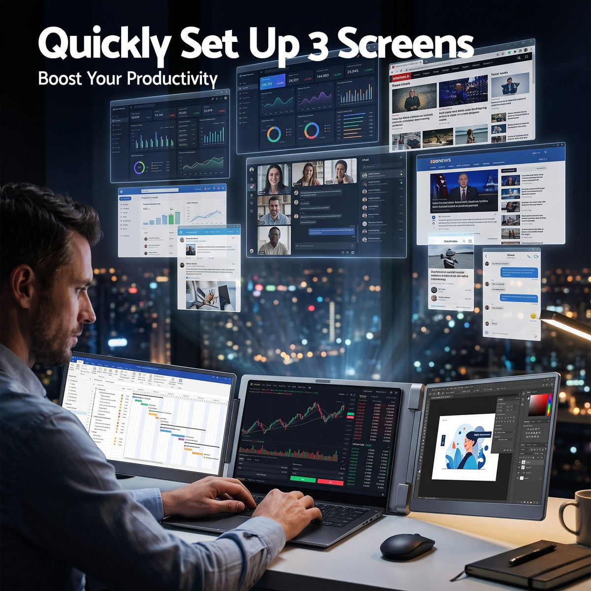 Quick three-screen setup with Devanti laptop screen extender