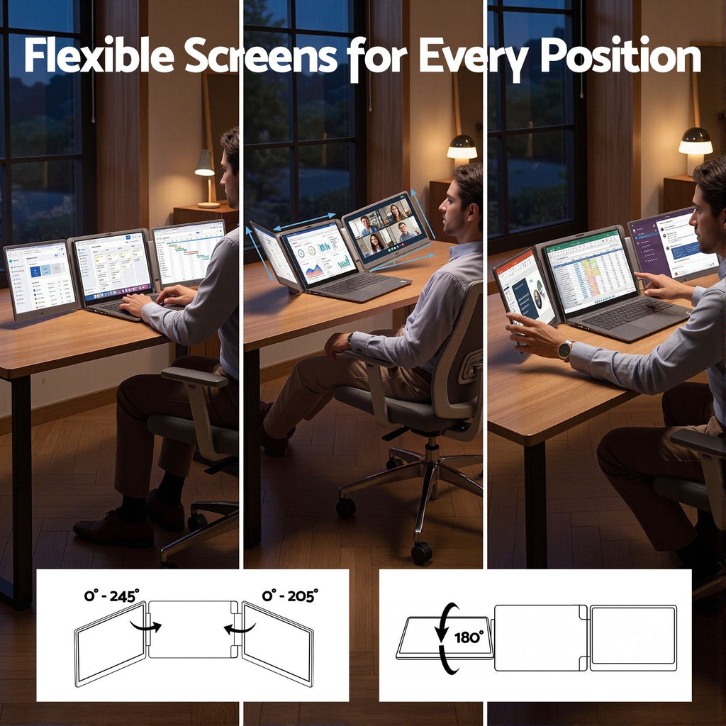 Flexible screen positions on the Devanti portable monitor